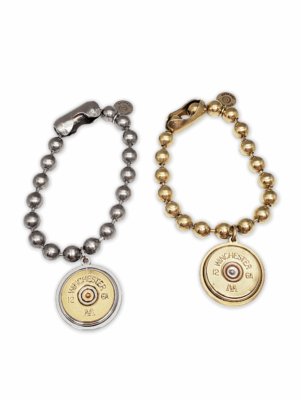 12 Gauge Shotshell Big Ball Chain Gold Charm Bracelet