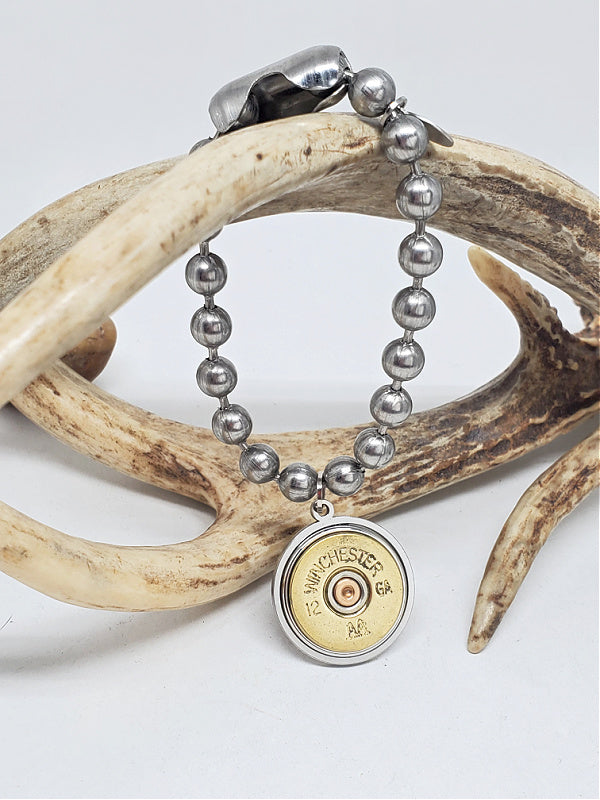 12 Gauge Shotshell Big Ball Chain Gold Charm Bracelet