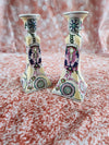 Vintage Capo Style Hand Painted Designer  Candle Candlestick Holders 8.5