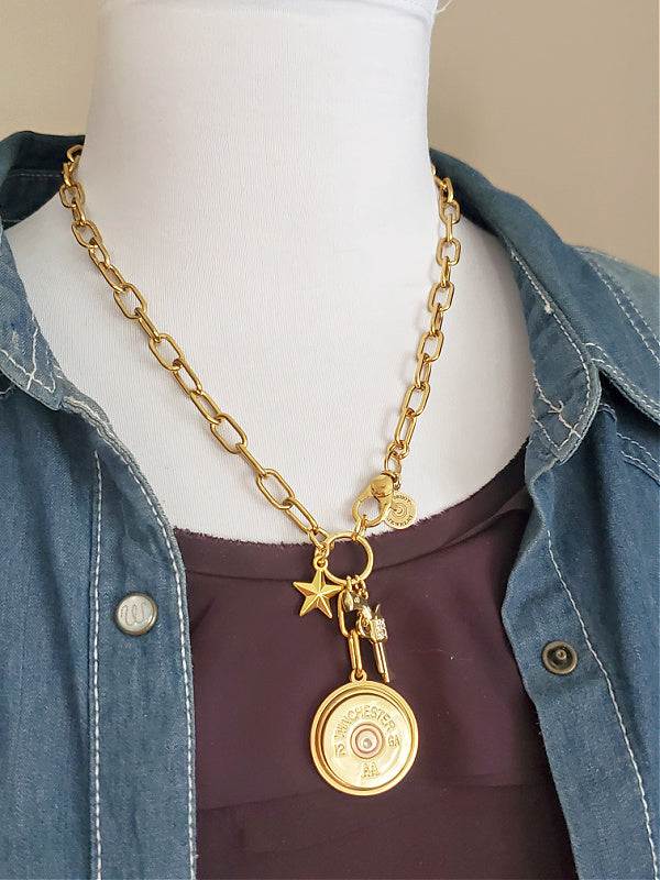 12 Gauge GOLD Paperclip Chain Charm Necklace
