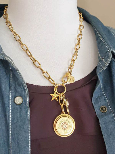 12 Gauge GOLD Paperclip Chain Charm Necklace