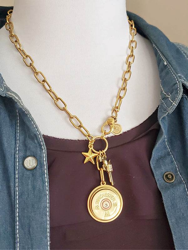 12 Gauge GOLD Paperclip Chain Charm Necklace
