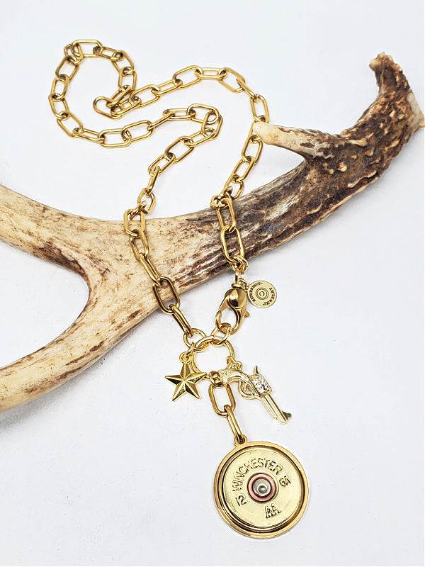 12 Gauge GOLD Paperclip Chain Charm Necklace