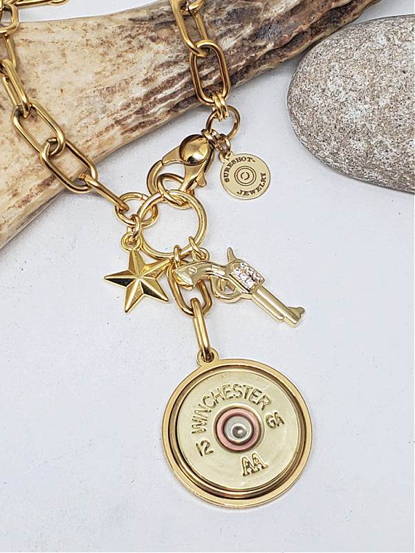12 Gauge GOLD Paperclip Chain Charm Necklace
