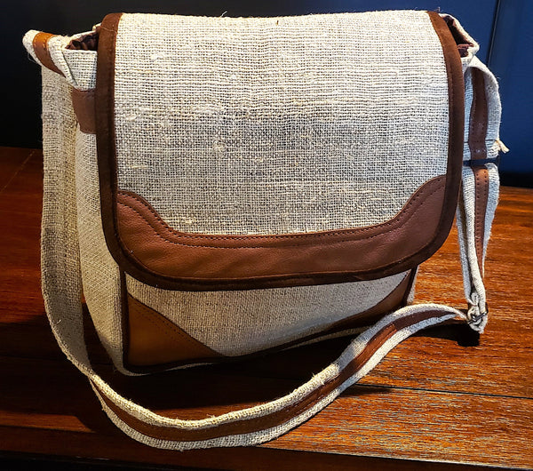 Cool Hemp and Leather Messenger Bag