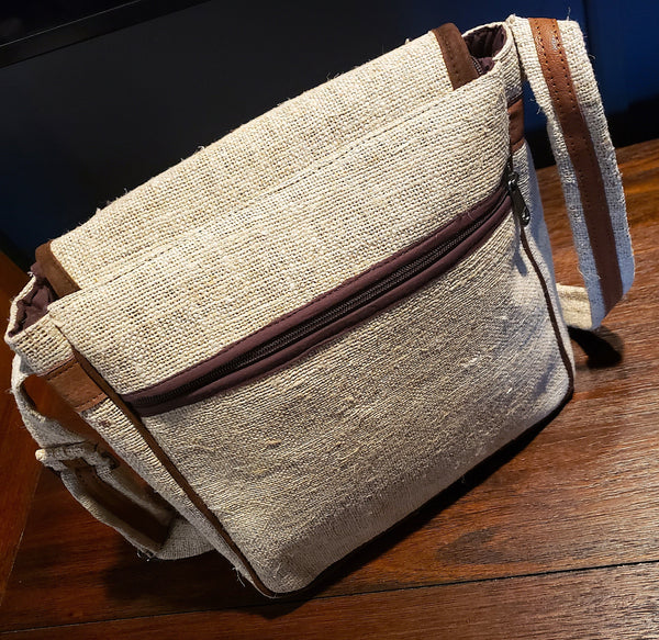 Cool Hemp and Leather Messenger Bag