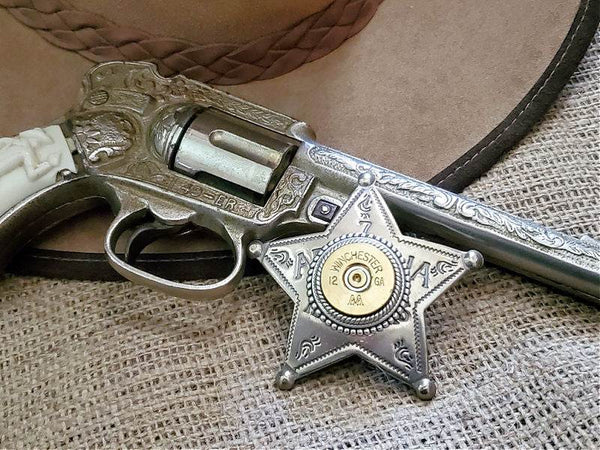 Sheriff Badge Pin - 12 Gauge Antique Silver Star Pin