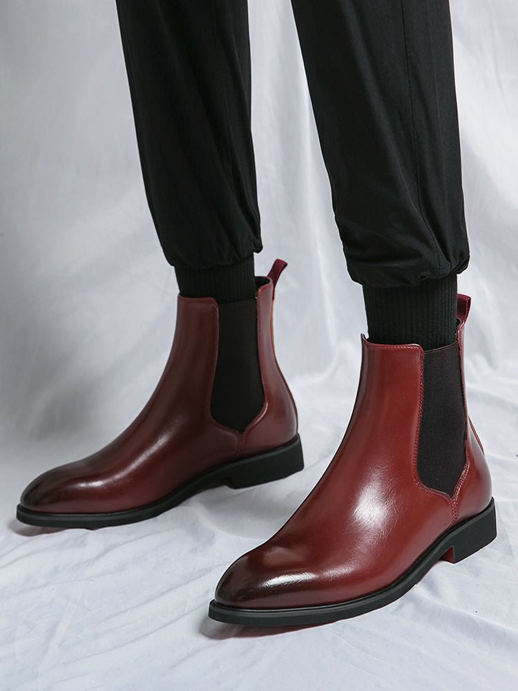 Carlo - burgundy leather chelsea boots for men