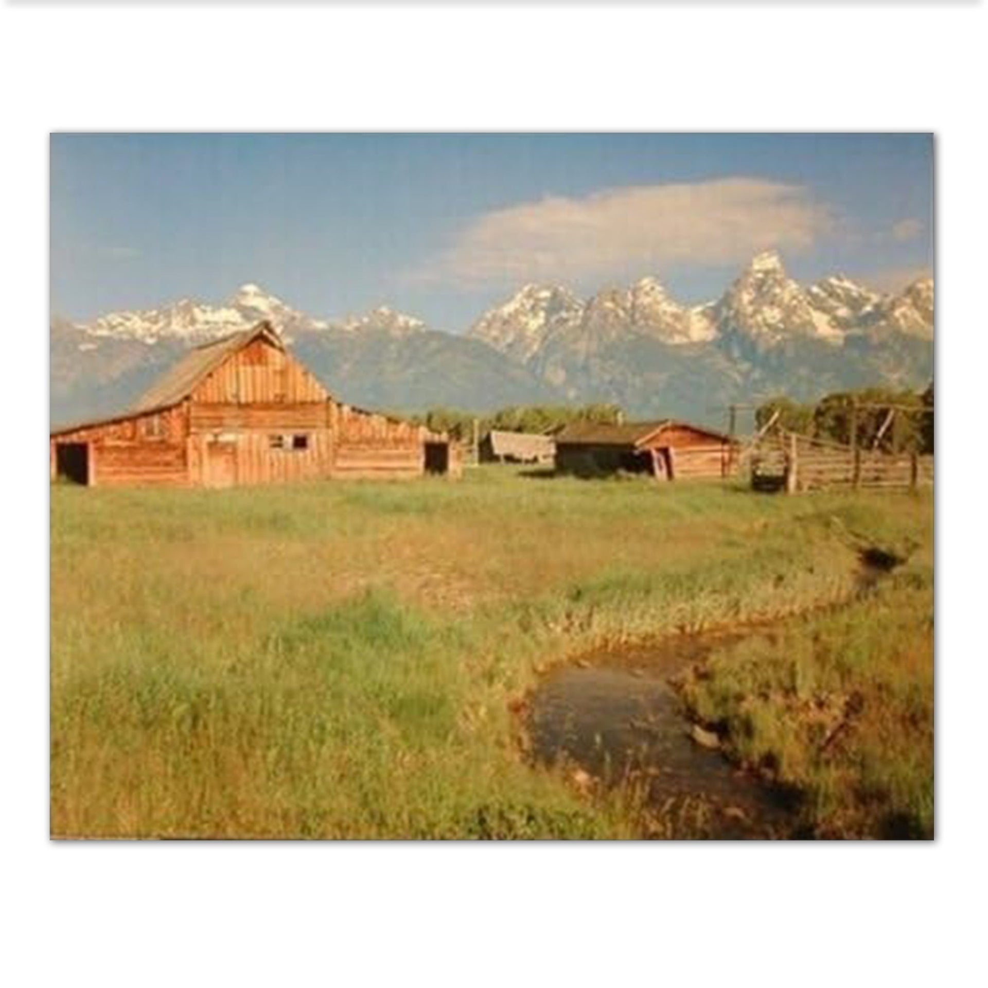 Grand Teton Wall Art – Rustic Wood Barn 16x20 Art Print With Scenic Lake Landscape