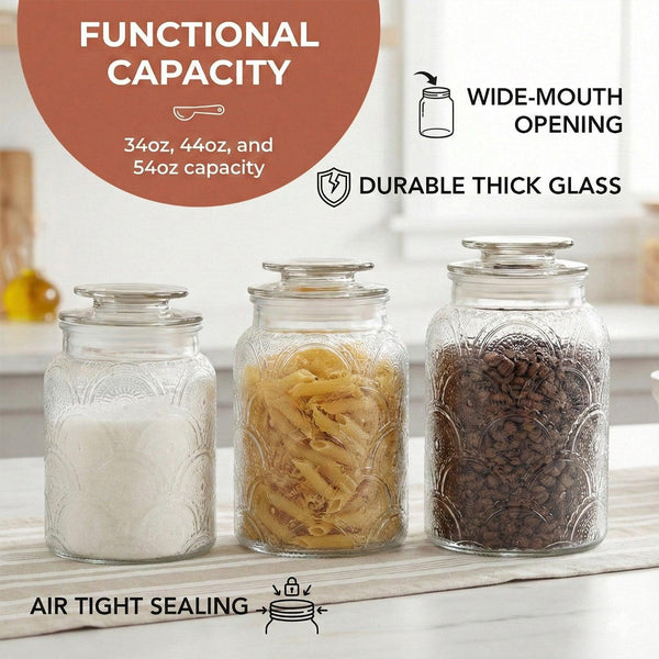 Canister Set 3-Piece Glass Jars