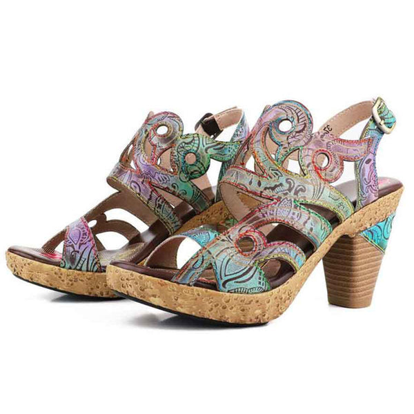Zendaya Hand-painted Genuine Leather Sandals
