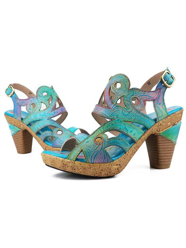 Zendaya Hand-painted Genuine Leather Sandals