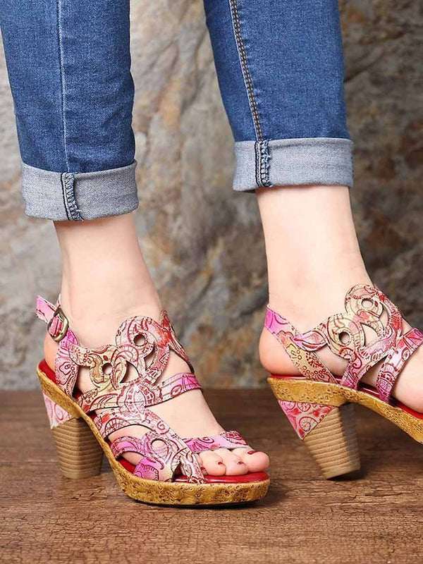 Zendaya Hand-painted Genuine Leather Sandals