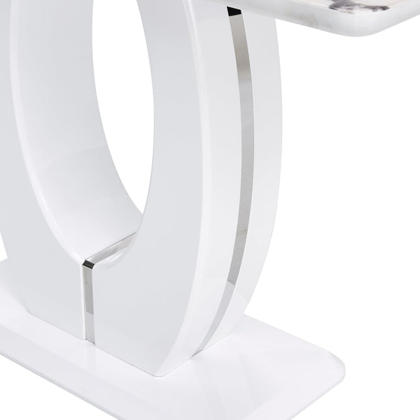 Modern Simple Glossy White Rectangular Counter Bar Table MDF 47.24 x 18.11 x 29.52 Inches