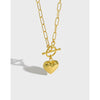925 Sterling Silver Heart Pendant Necklace T buckle Chain  for Womens Jewelry