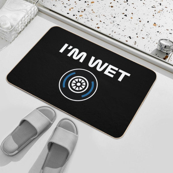 Funny Design I'm Wet (Wet Tyre Design - WhiteBlack BG) Bath Mat