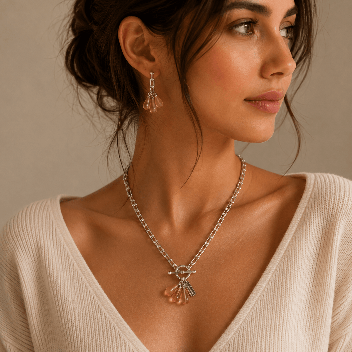 Pomegranate Seeds Necklace in Silver Chain