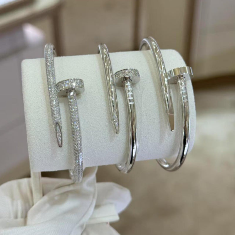 Precision Thick Plating Head and Tail Diamond Fashion Three-Circle Full Diamond Couple Bracelet