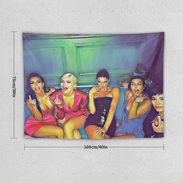 Kardashian Family Middle Finger Enhanced Image Tapestry