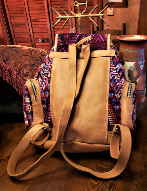 Hand-Woven Leather & Huipile Backpack