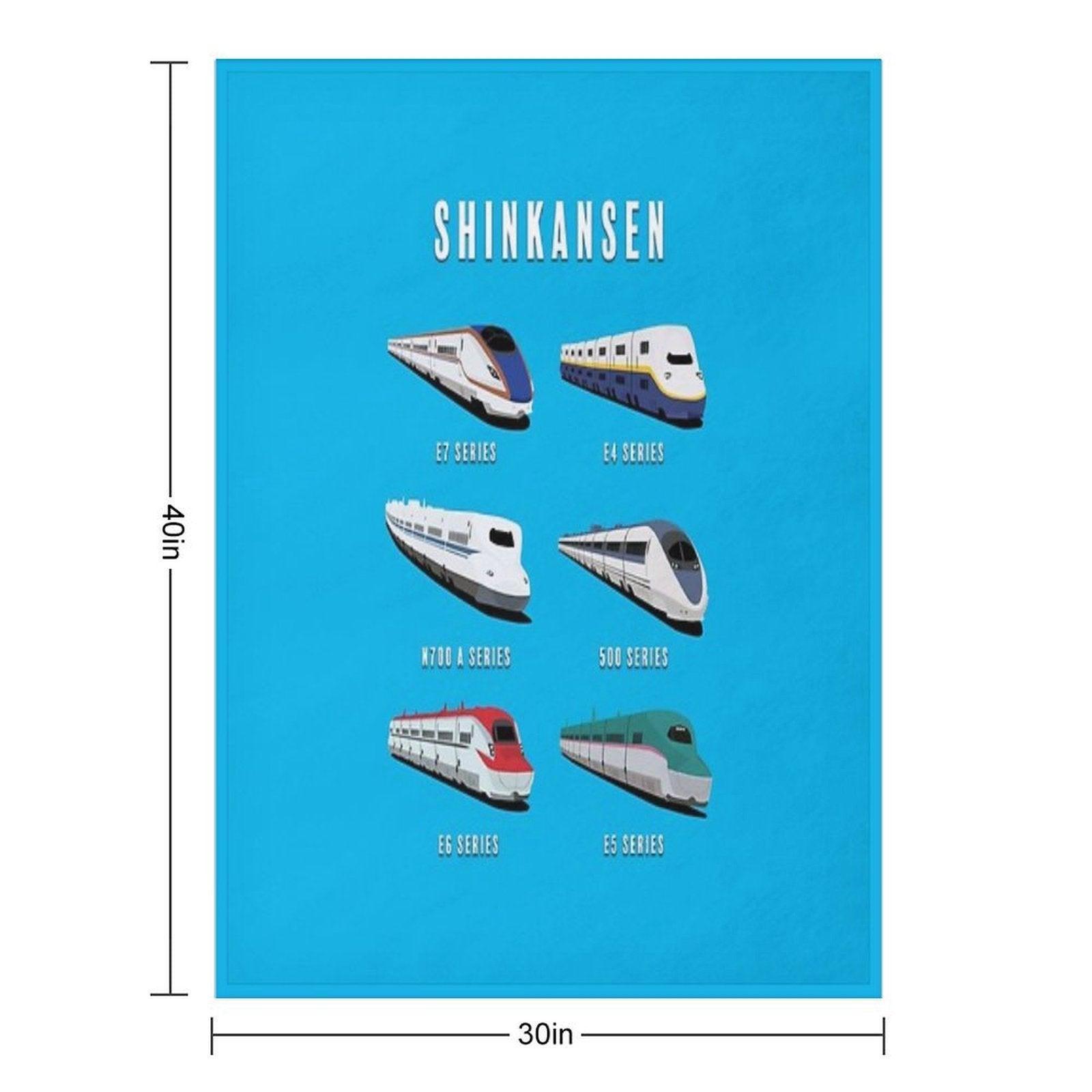 Japanese Shinkansen Bullet Trains Throw Blanket