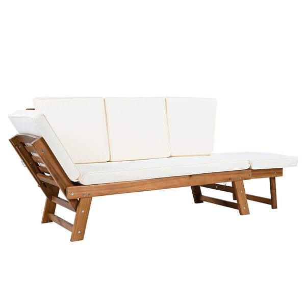 Outdoor Adjustable Patio Wooden Daybed Sofa