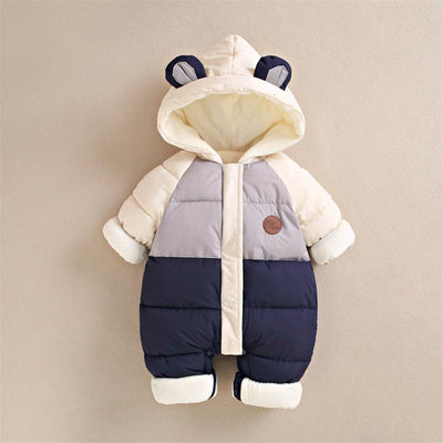 Baby down cotton jacket jumpsuit, autumn and winter clothes, khai clothes for men and women, baby clothes for going out, thick hugging clothes, winter climbing clothes