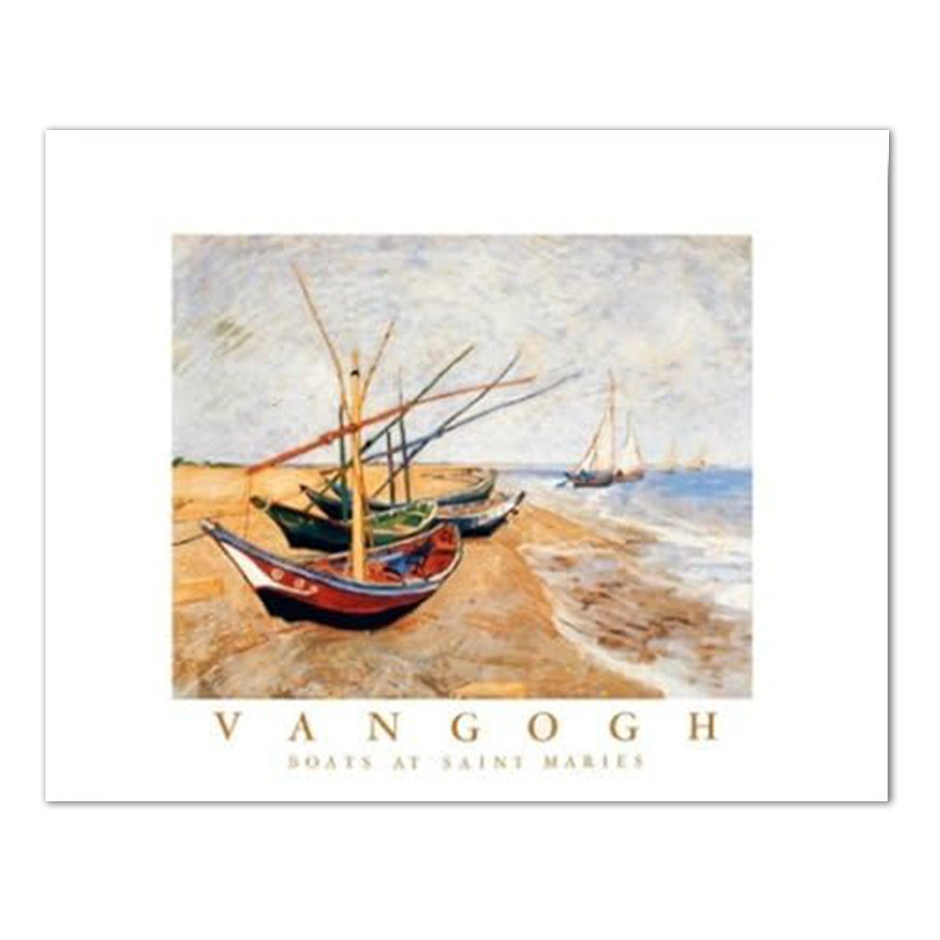 Van Gogh Art Print – Vincent Sailboats Beach 16x20 Wall Art Landscape