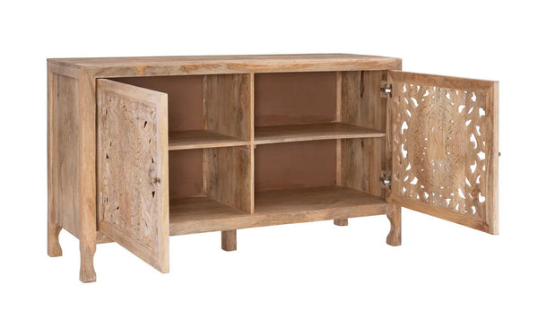 HEIDI NATURAL 2 DOOR CARVED CABINET - Gifts for You 'n Me