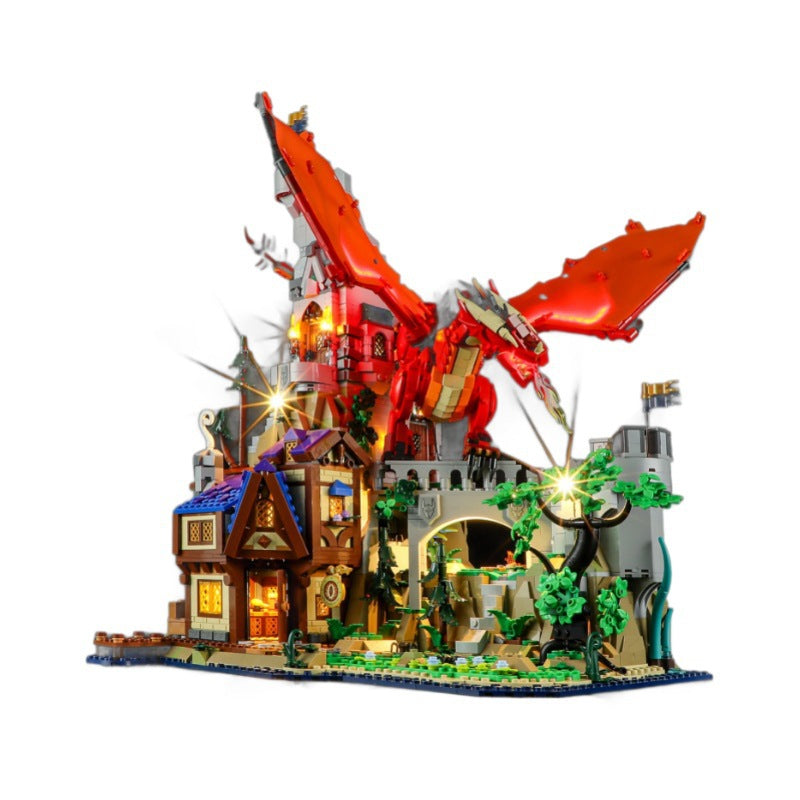 21348 Dragon and Dungeon Red Dragon Legend LED Lighting Building Blocks Toys Decorative Lights Gift