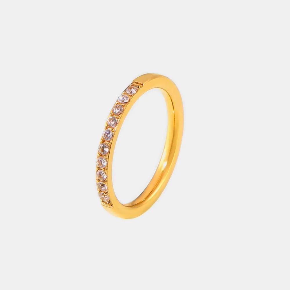 Zircon fine ring stackable accessory niche and simple titanium steel PVD plated ring for women