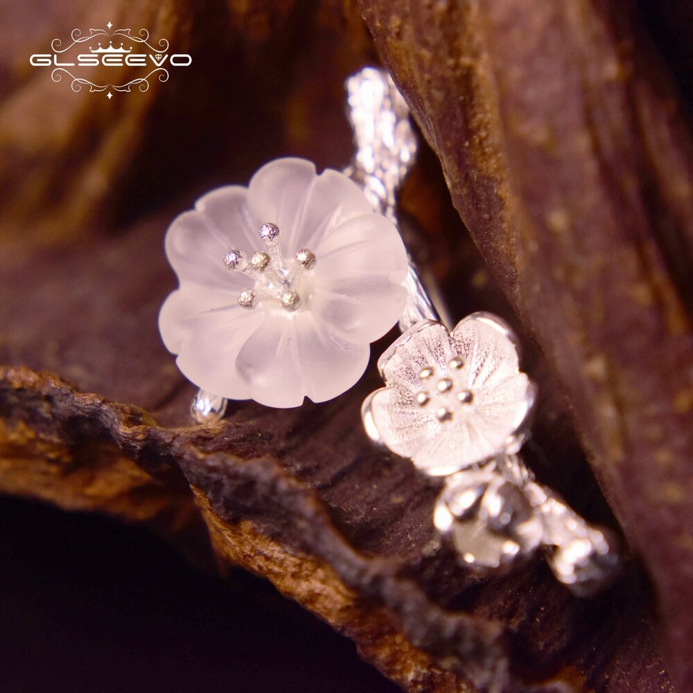 GLSEEVO 925 Sterling Silver Wedding Crystal Flower Brooch High Quality For Women Tree Brooches Mujer Handmade Jewelry