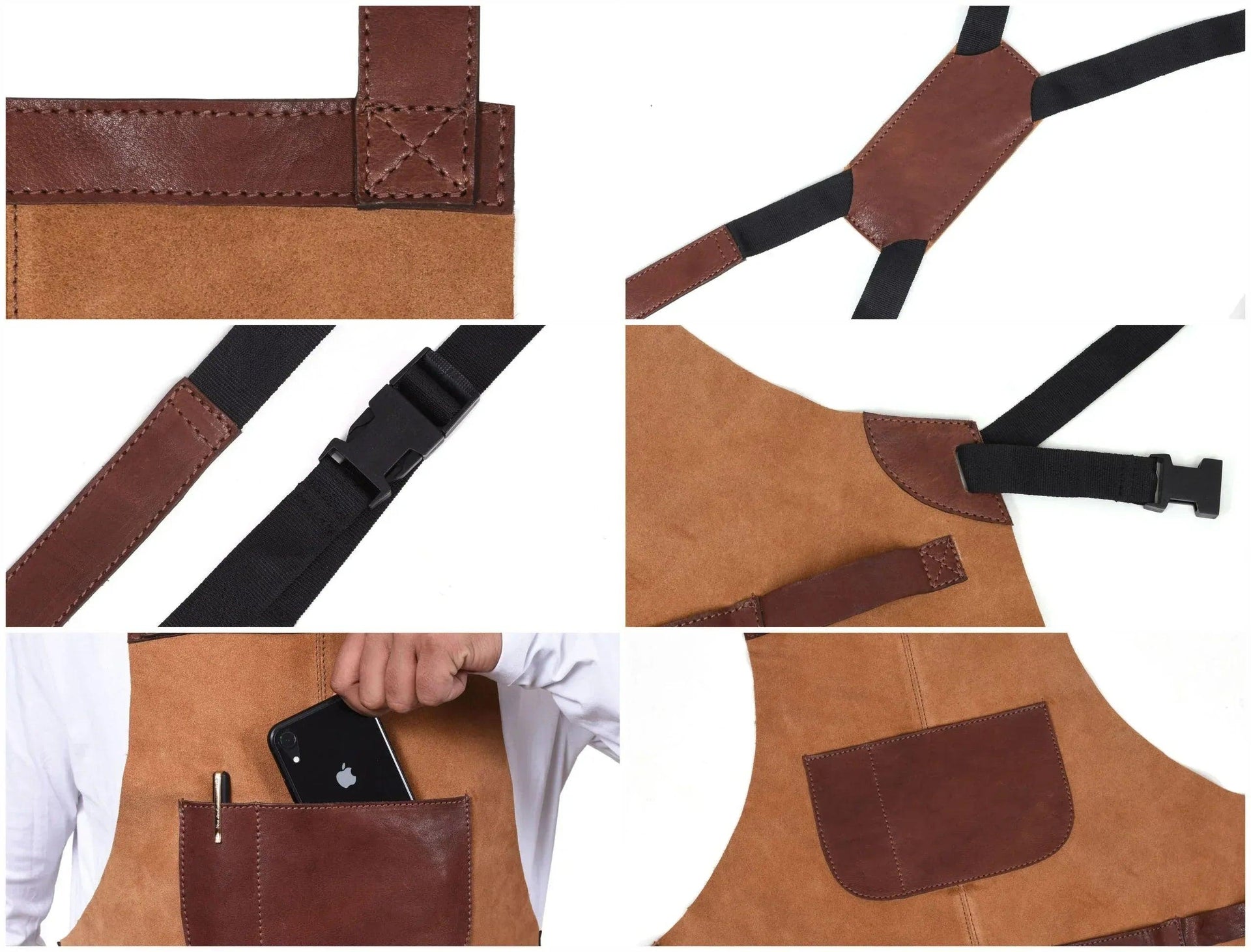 Genuine Leather Suede Apron - Saddle Brown - Gifts for You 'n Me
