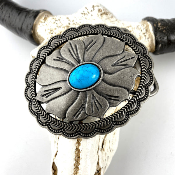 TOPACC Western Turquoise Flower Pattern Cowboy Cowgirl Belt Buckle Copper/Bronze - Gifts for You 'n Me