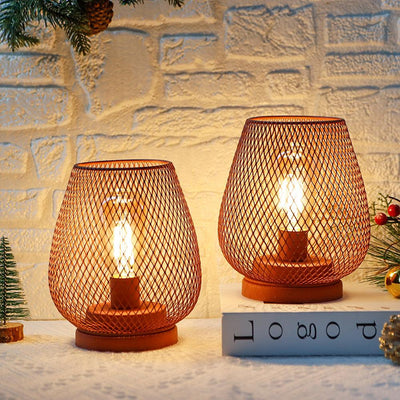 6.7'' Tall Metal Cage Shape Cordless Table Lamp Battery Lanterns (Set of 2)