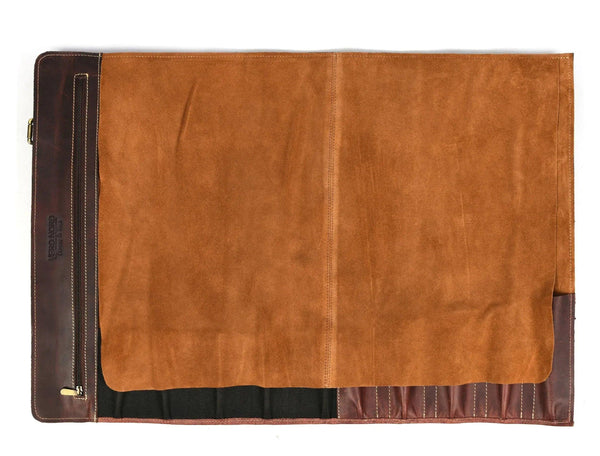 Bend Leather Chef Knife Roll 10 Slot - Walnut Brown - Gifts for You 'n Me