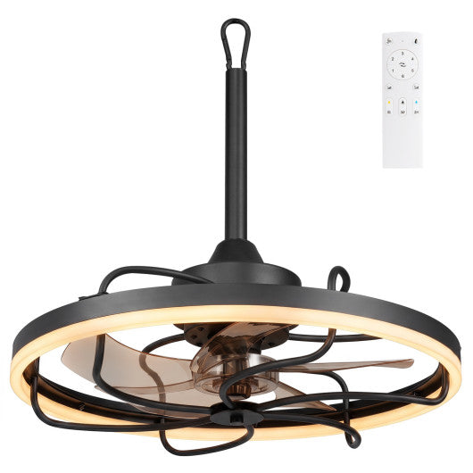 20” Celling Fan with Dimmable LED Light 6 Speeds and Timer-Black