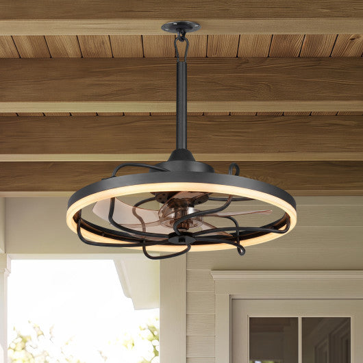 20” Celling Fan with Dimmable LED Light 6 Speeds and Timer-Black