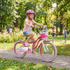 20 Inch Kids Bike Adjustable with Basket and Streamers Rose Red - Princess of the Sea Theme - Rose Red