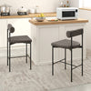 26 Inch Upholstered Bar Stools Set of 2 Counter Height Bar Chairs with  Backrest-Gray