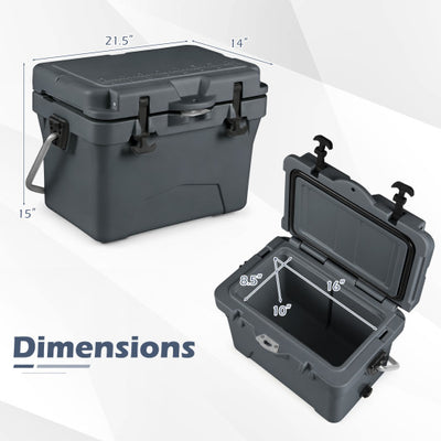 20 Quart Portable Hard Cooler with Built-in Ruler and Bottle-Gray