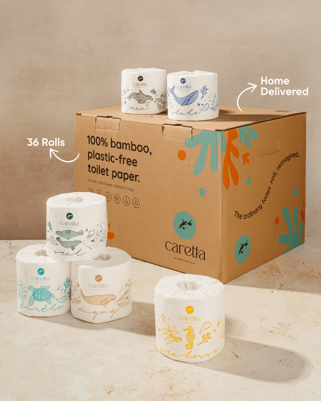 Caretta - 100% Bamboo 3-Ply Toilet Paper (36 Rolls)