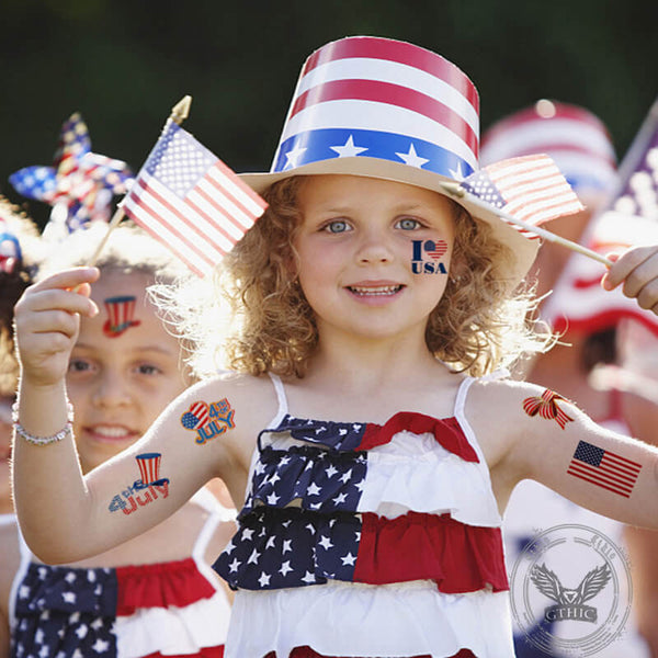 20 Pcs Independence Day American Flag Temporary Tattoo Stickers