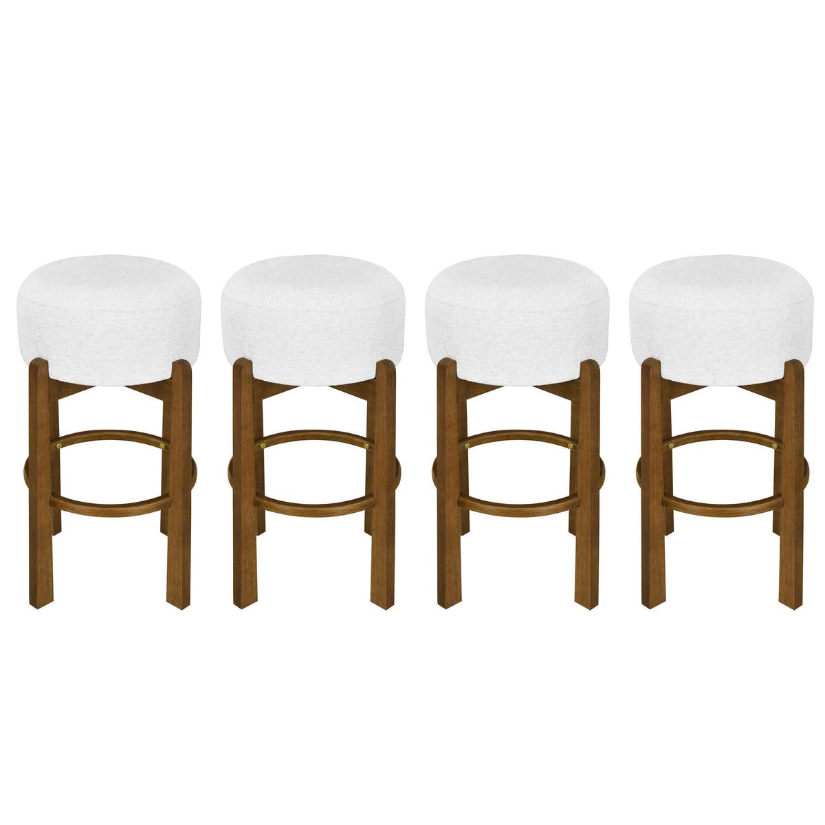 Set of 4 Dark Walnut & Ivory Rubberwood Bar Stool