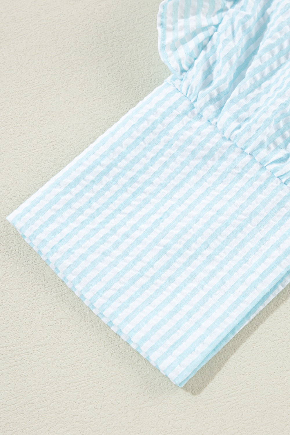 Blue Lightweight Ruffled Striped Mini Dress Chic Playful Dress for Women Charming Design Dress