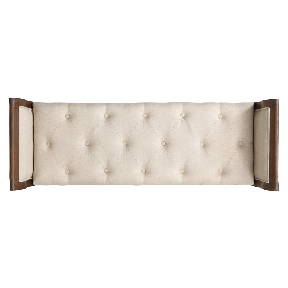 Classic Tufted Upholstered Bench with Curved Arms