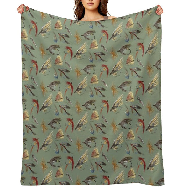 Fly Fishing with Hand Tied Flies! Multi-functional Throw Blanket