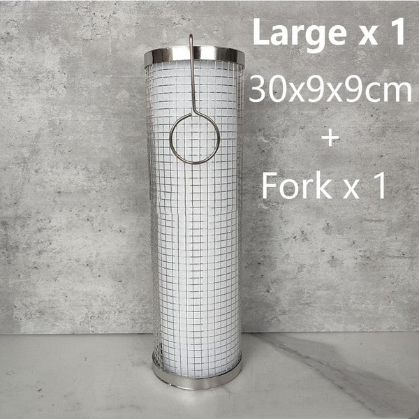 20cm/30cm BBQ Basket Stainless Cylindrical Rolling Grilling Baskets Portable Barbecue Rack For Grill For Fish Shrimp Meat Fries BBQ Grill Basket Rolling Grilling Basket Stainless Steel Grill Mesh Barbeque Grill Accessories