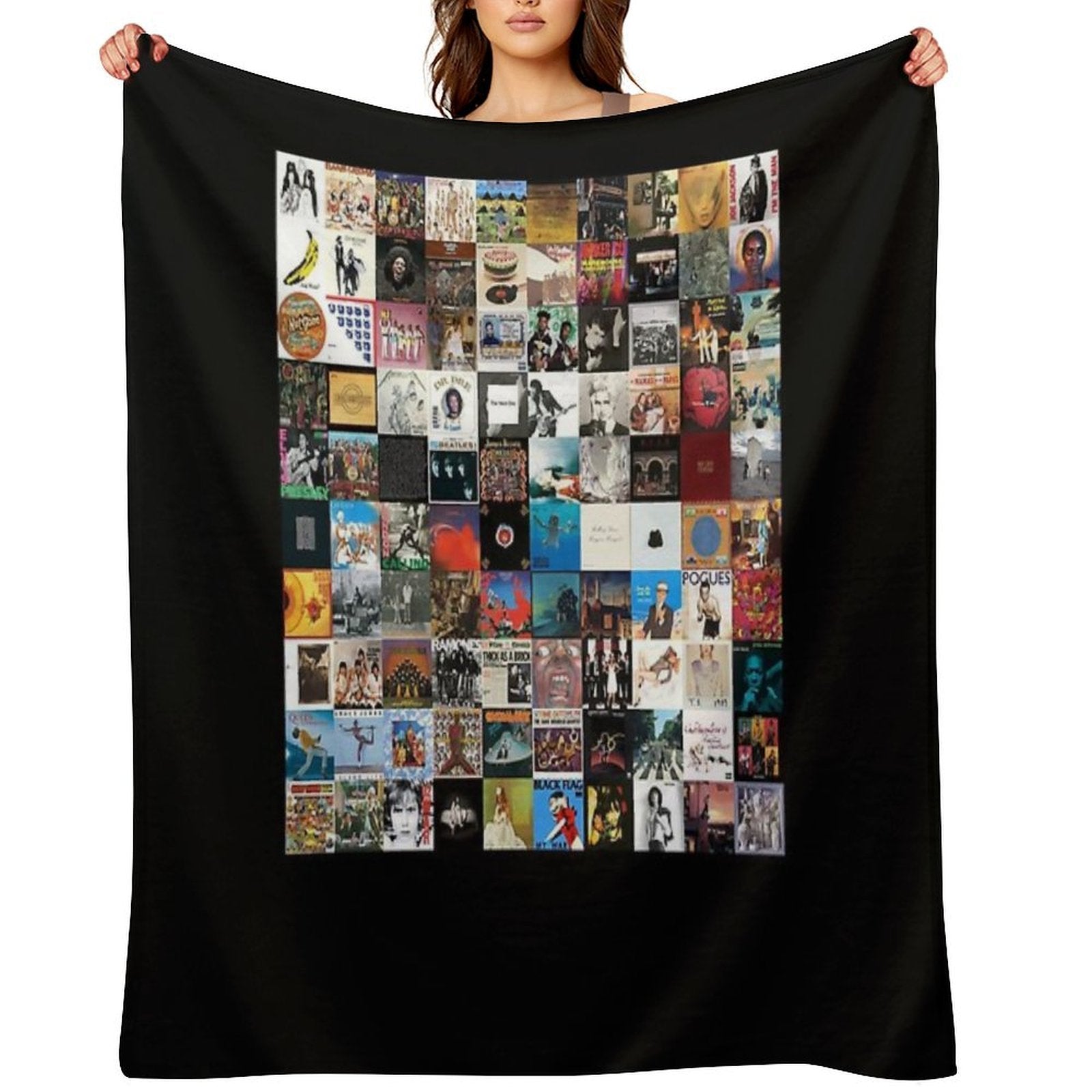 Greatest Album Collage Classic Sustainable Throw Blanket
