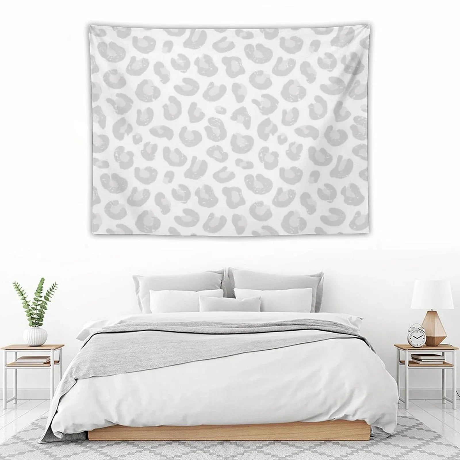Leopard Print - Silver Gray And White Tapestry